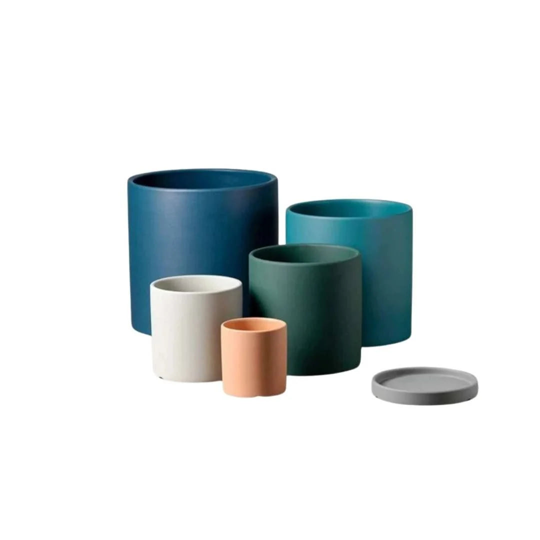 Plant Pot Matte Glazed Ceramic Matching Saucer & Drainage