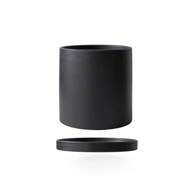 Plant Pot Matte Glazed Ceramic Matching Saucer & Drainage