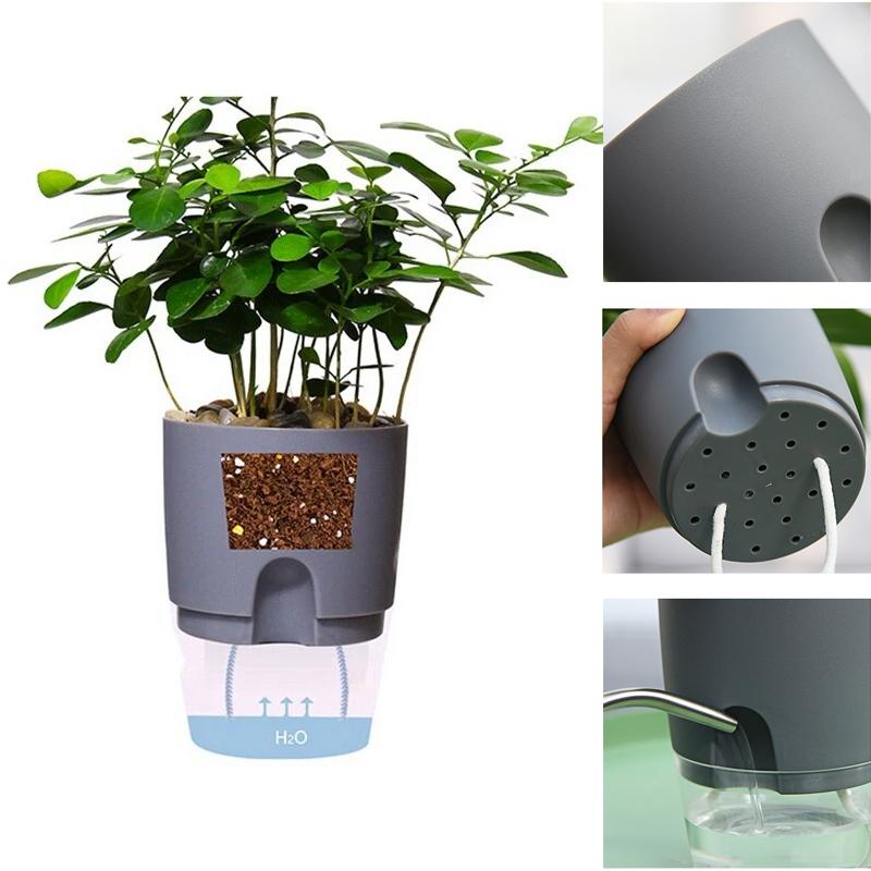 Plant Pot Self-Watering Cotton Wick & Transparent Reservoir