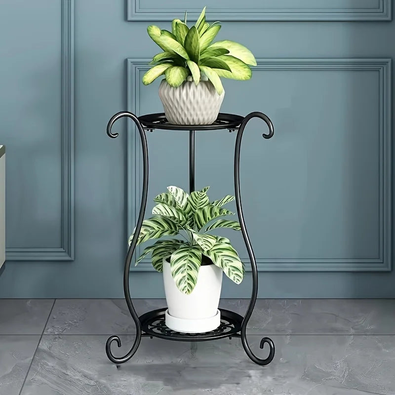 Plant Stand Two-Tier Iron Indoor & Outdoor