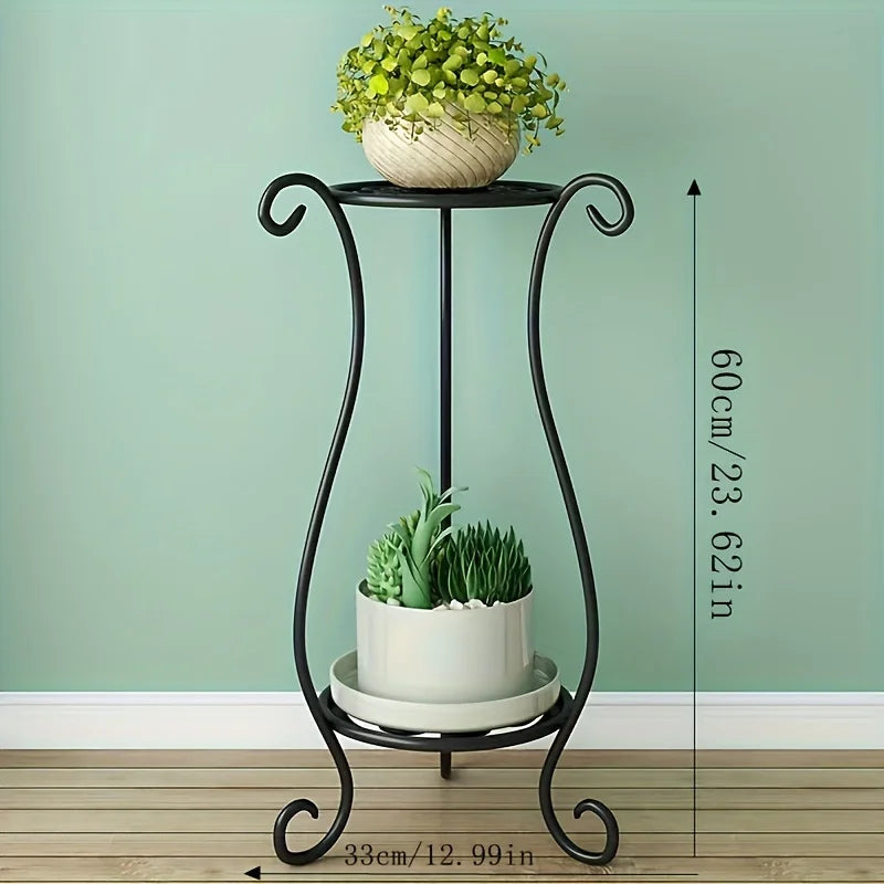 Plant Stand Two-Tier Iron Indoor & Outdoor