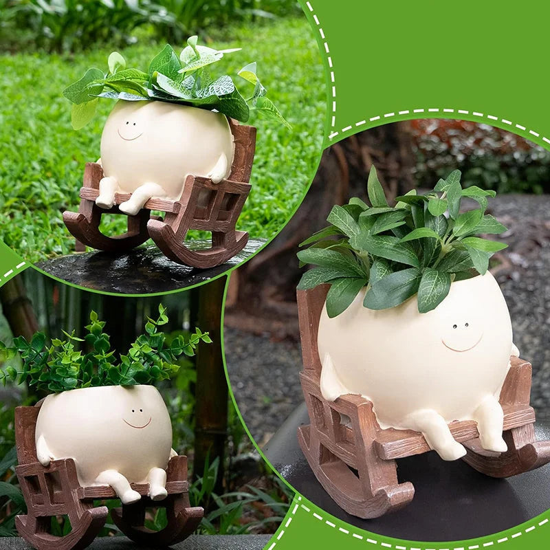 Planter Smiley Face Weatherproof Resin
