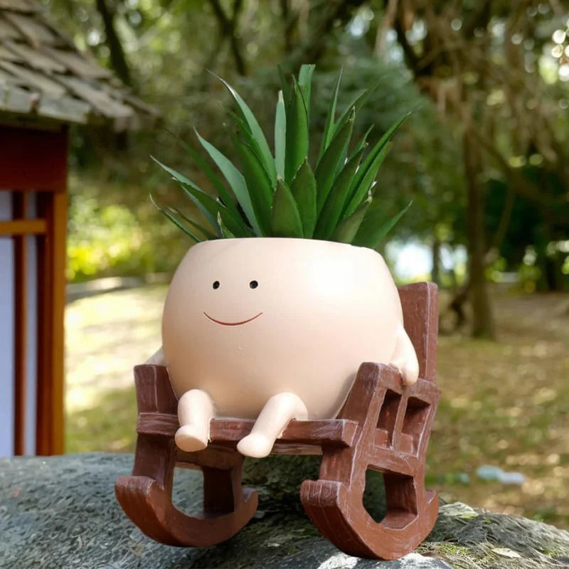 Planter Smiley Face Weatherproof Resin