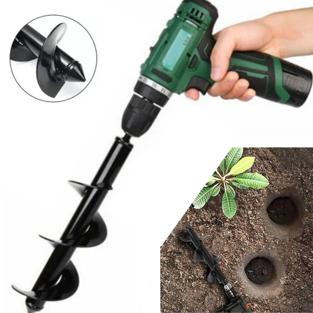 Planting Auger Drill Bit Spiral Powder-Coated Steel Hex Shank