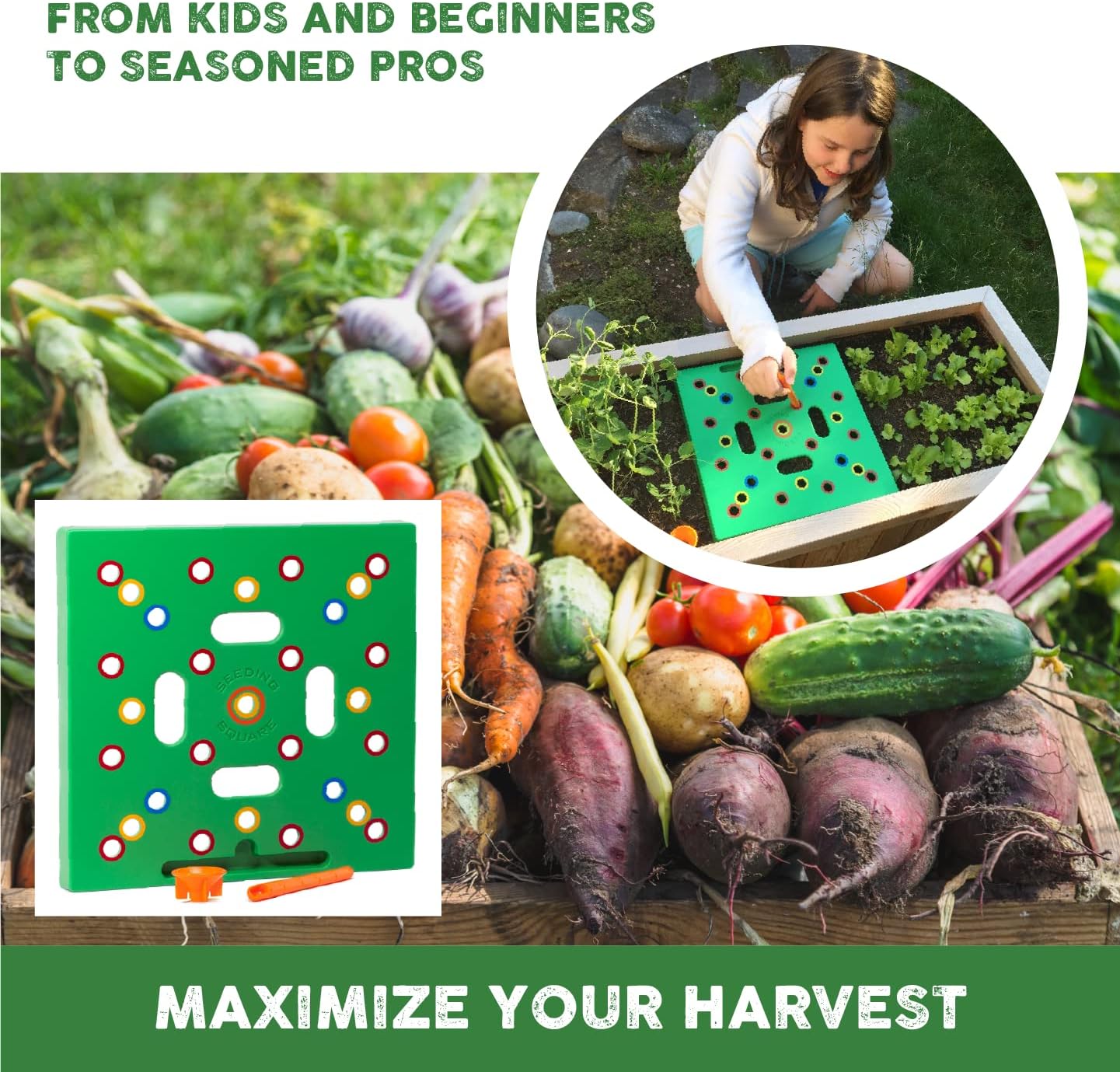 Planting Template Color-Coded Seed Spacing & Depth Guides