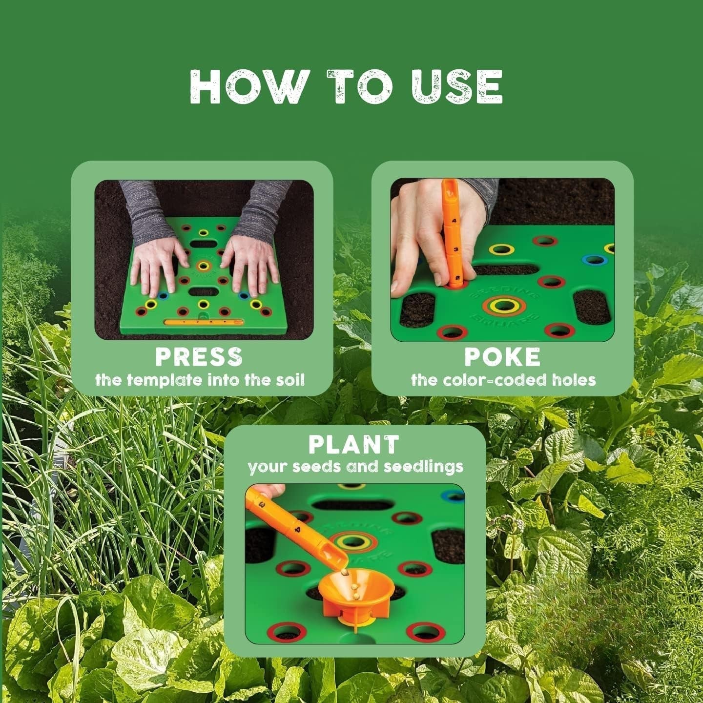 Planting Template Color-Coded Seed Spacing & Depth Guides