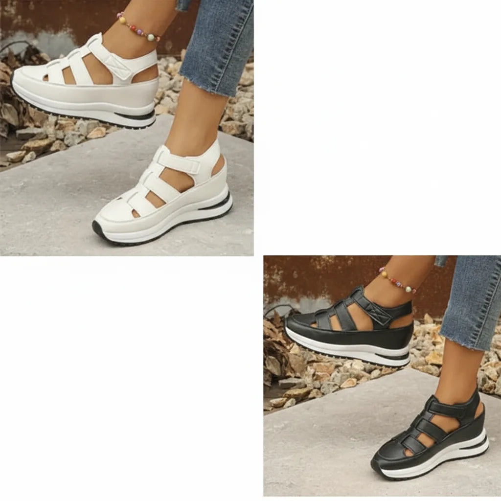 Platform Sneaker Sandals Closed Toe Velcro Strap Air Cushion