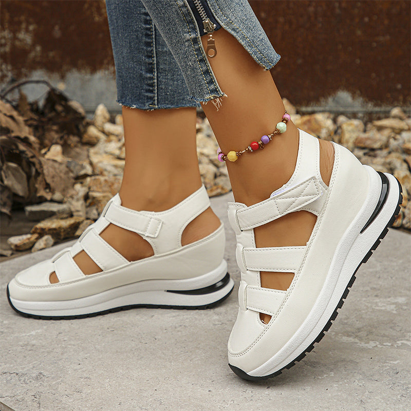 Platform Sneaker Sandals Closed Toe Velcro Strap Air Cushion