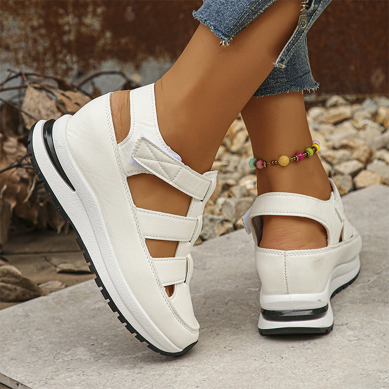 Platform Sneaker Sandals Closed Toe Velcro Strap Air Cushion