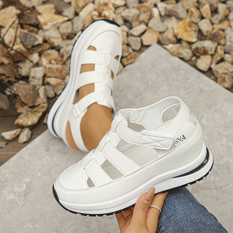 Platform Sneaker Sandals Closed Toe Velcro Strap Air Cushion