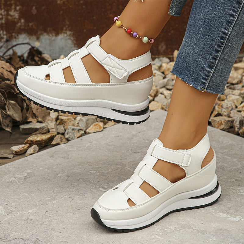 Platform Sneaker Sandals Closed Toe Velcro Strap Air Cushion