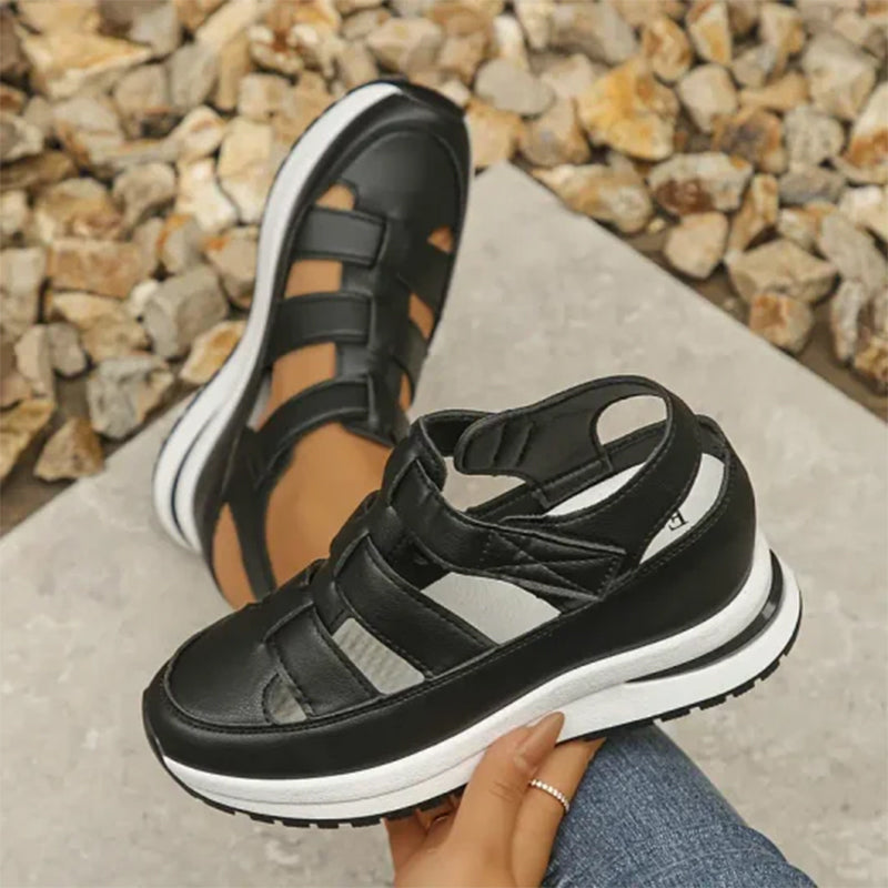 Platform Sneaker Sandals Closed Toe Velcro Strap Air Cushion