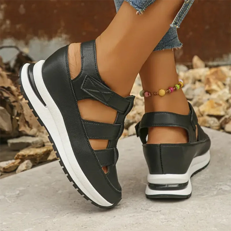 Platform Sneaker Sandals Closed Toe Velcro Strap Air Cushion