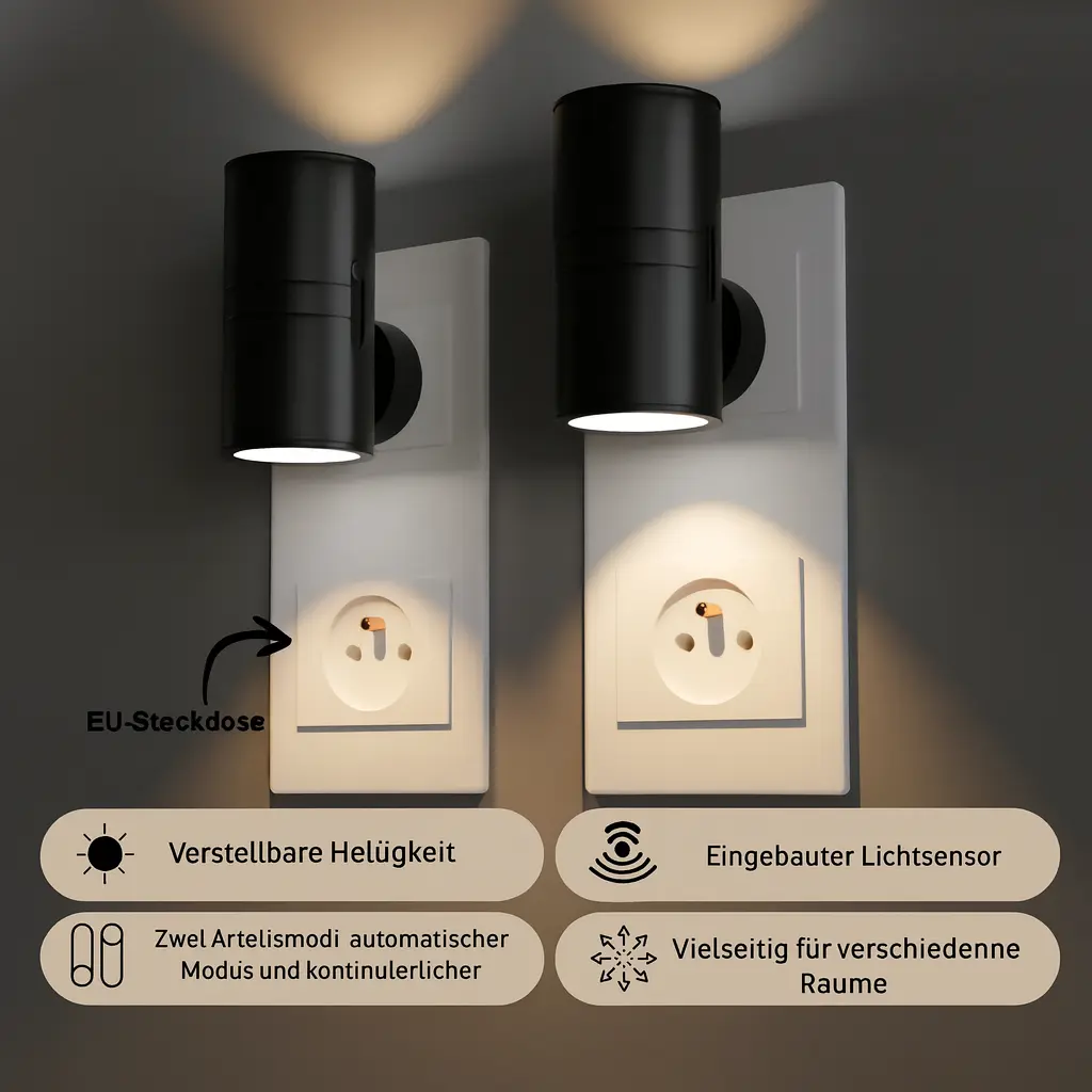 Plug-In Night Light Automatic Dusk Sensor Stepless Dimming