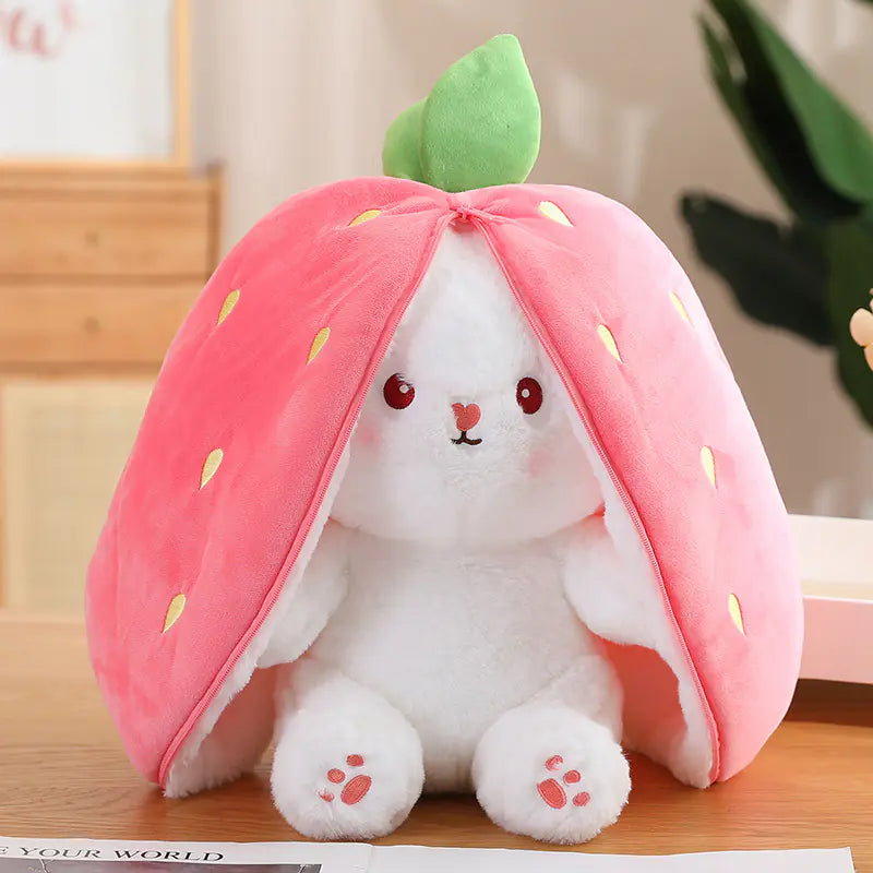 Plush Bunny Hidden Compartment Carrot & Strawberry