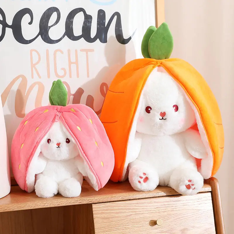 Plush Bunny Hidden Compartment Carrot & Strawberry