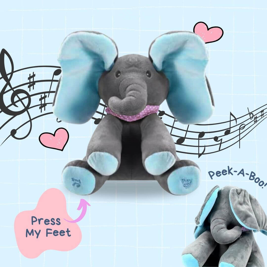 Plush Elephant Toy Interactive Music & Peekaboo Hypoallergenic