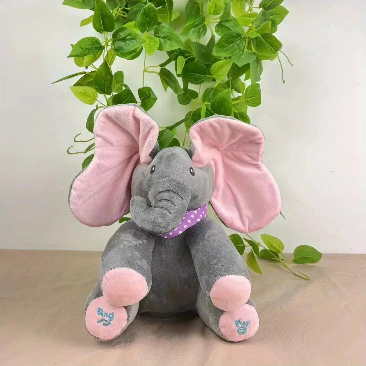 Plush Elephant Toy Interactive Music & Peekaboo Hypoallergenic