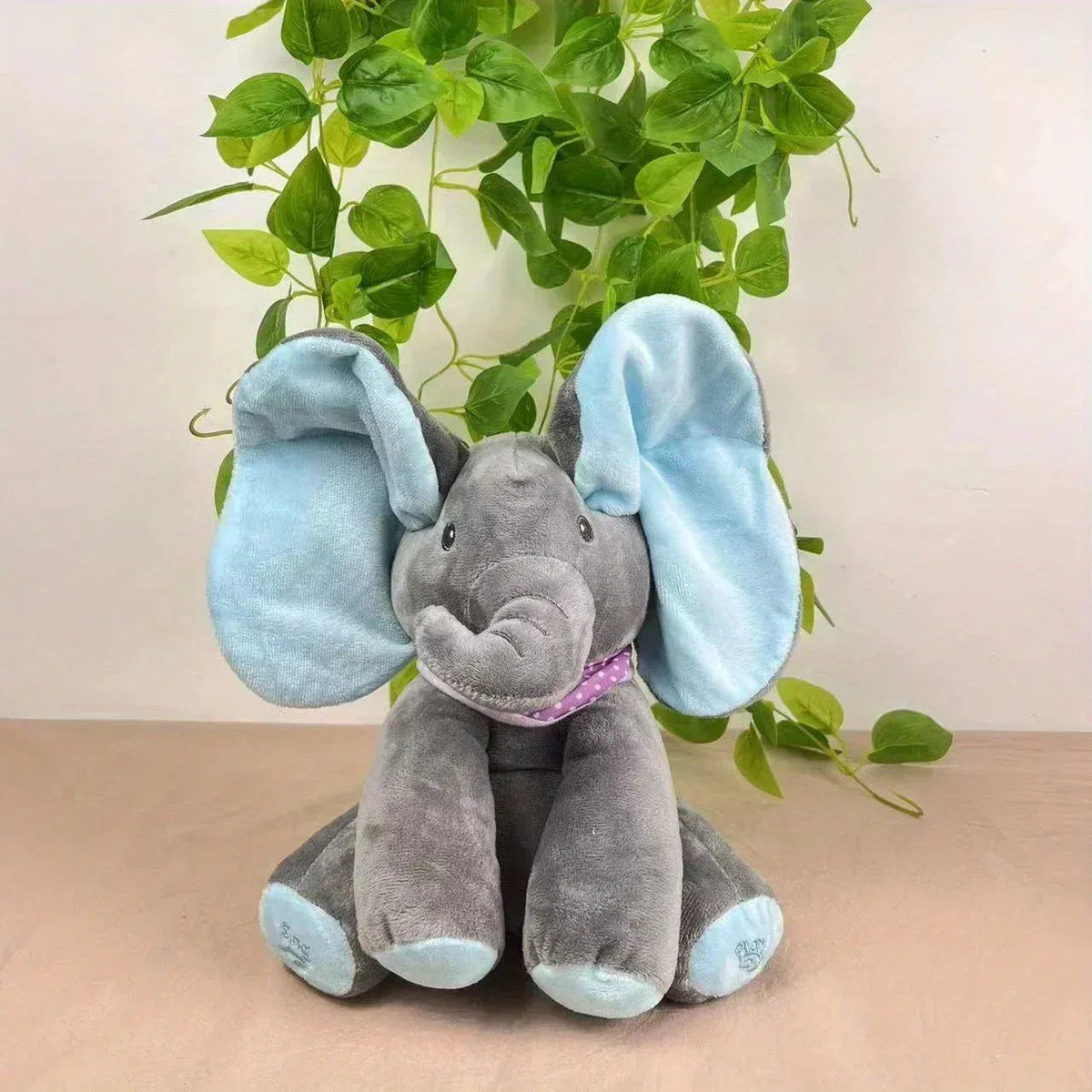 Plush Elephant Toy Interactive Music & Peekaboo Hypoallergenic