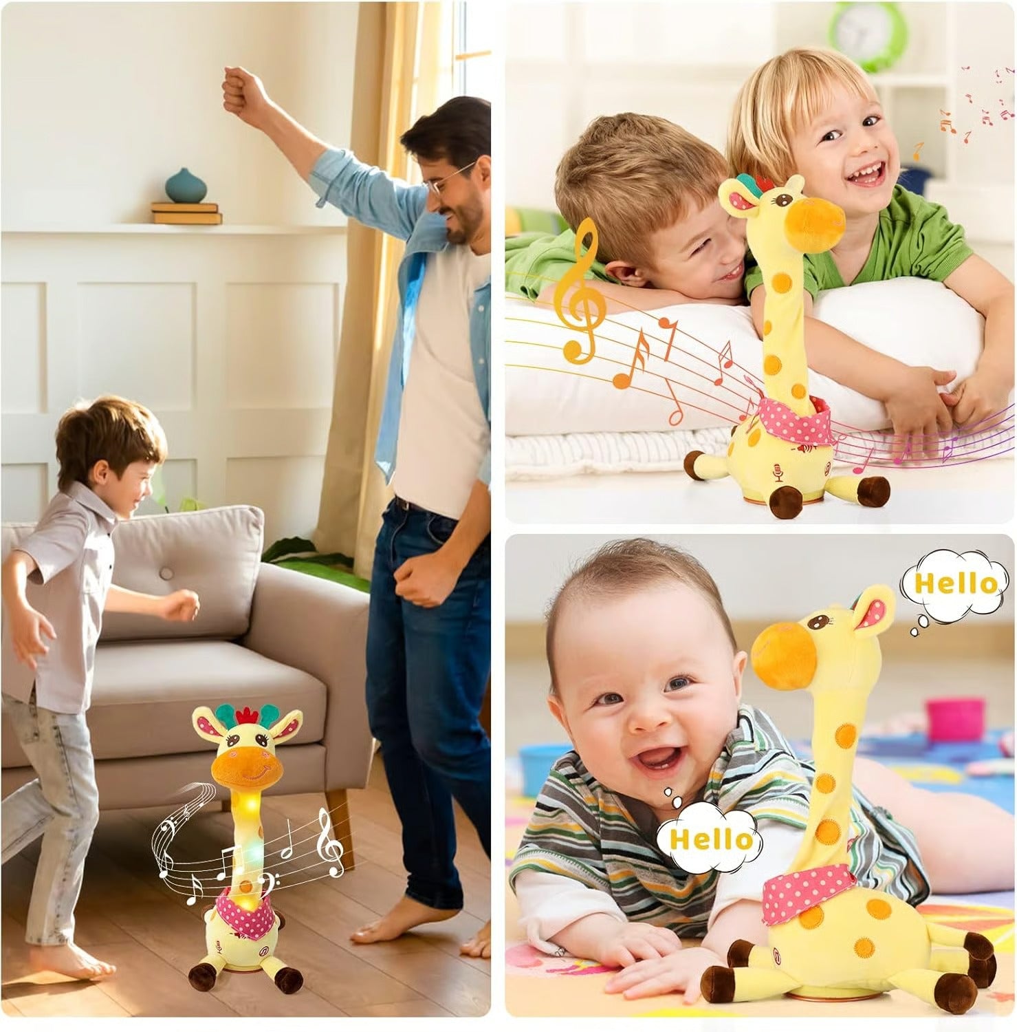 Plush Giraffe Toy Ultra-Soft Voice Repeater 60 Songs