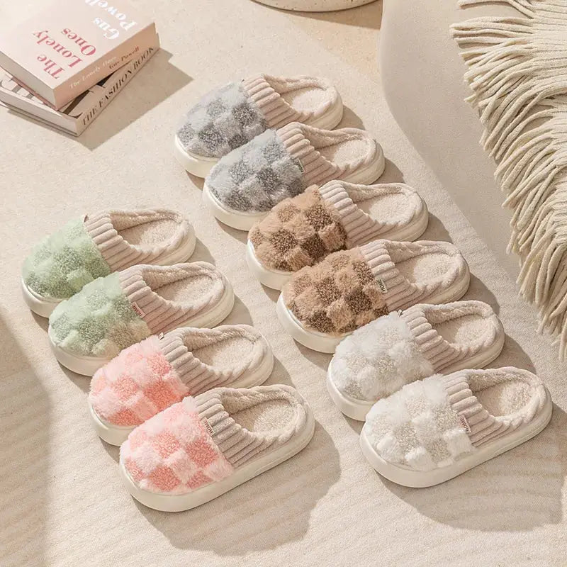 Plush Slippers Non-Slip Thick Padded Sole Cozy Lining