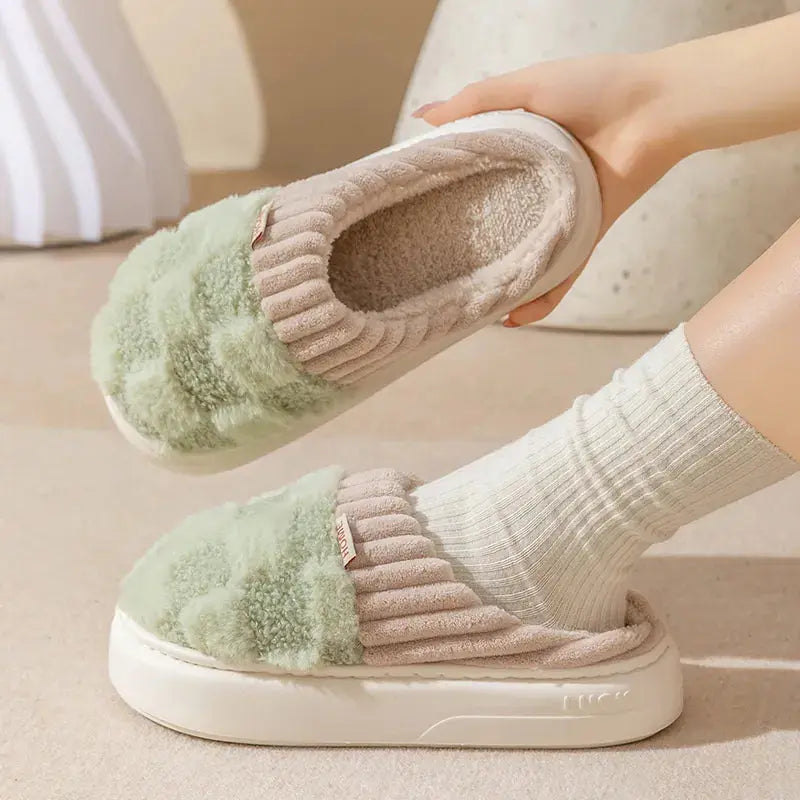 Plush Slippers Non-Slip Thick Padded Sole Cozy Lining