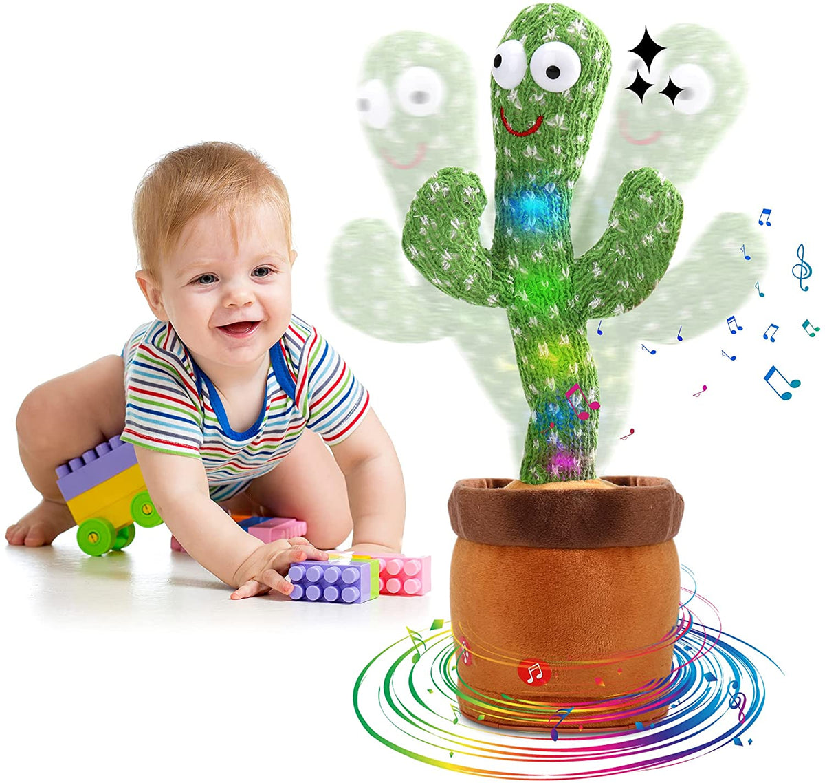 Plush Toy Cactus Dancing 120 Songs Recordable LED Lights