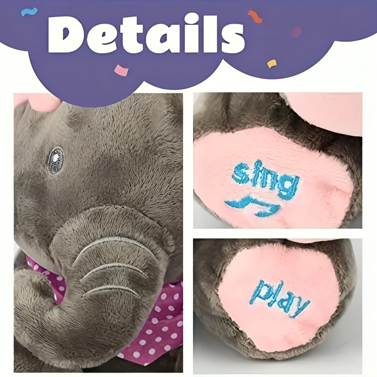 Plush Toy Soft Interactive Peek-A-Boo Elephant