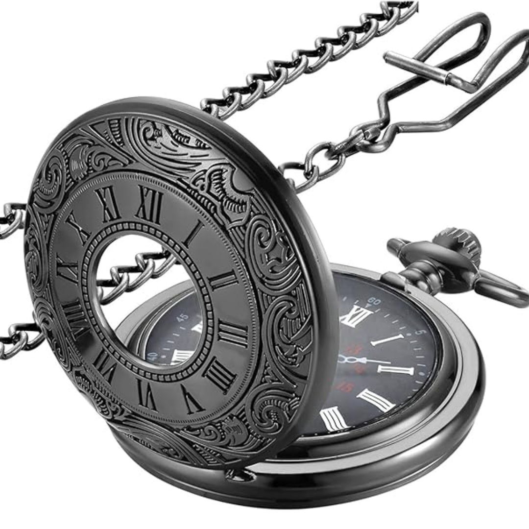 Pocket Watch Quartz Movement Roman Numerals Metal Case