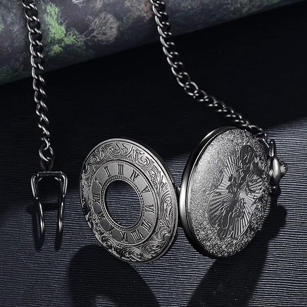 Pocket Watch Quartz Movement Roman Numerals Metal Case
