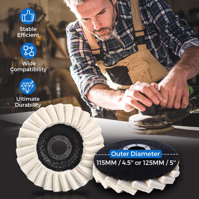 Polishing Disc Wool Felt Reinforced Backing Metal & Wood