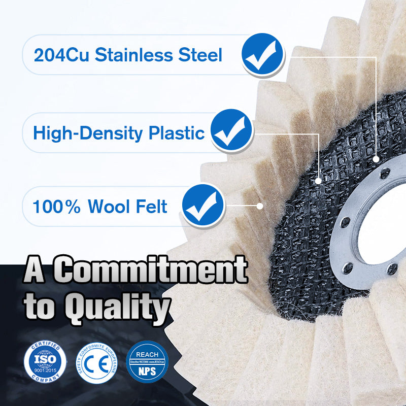 Polishing Disc Wool Felt Reinforced Backing Metal & Wood