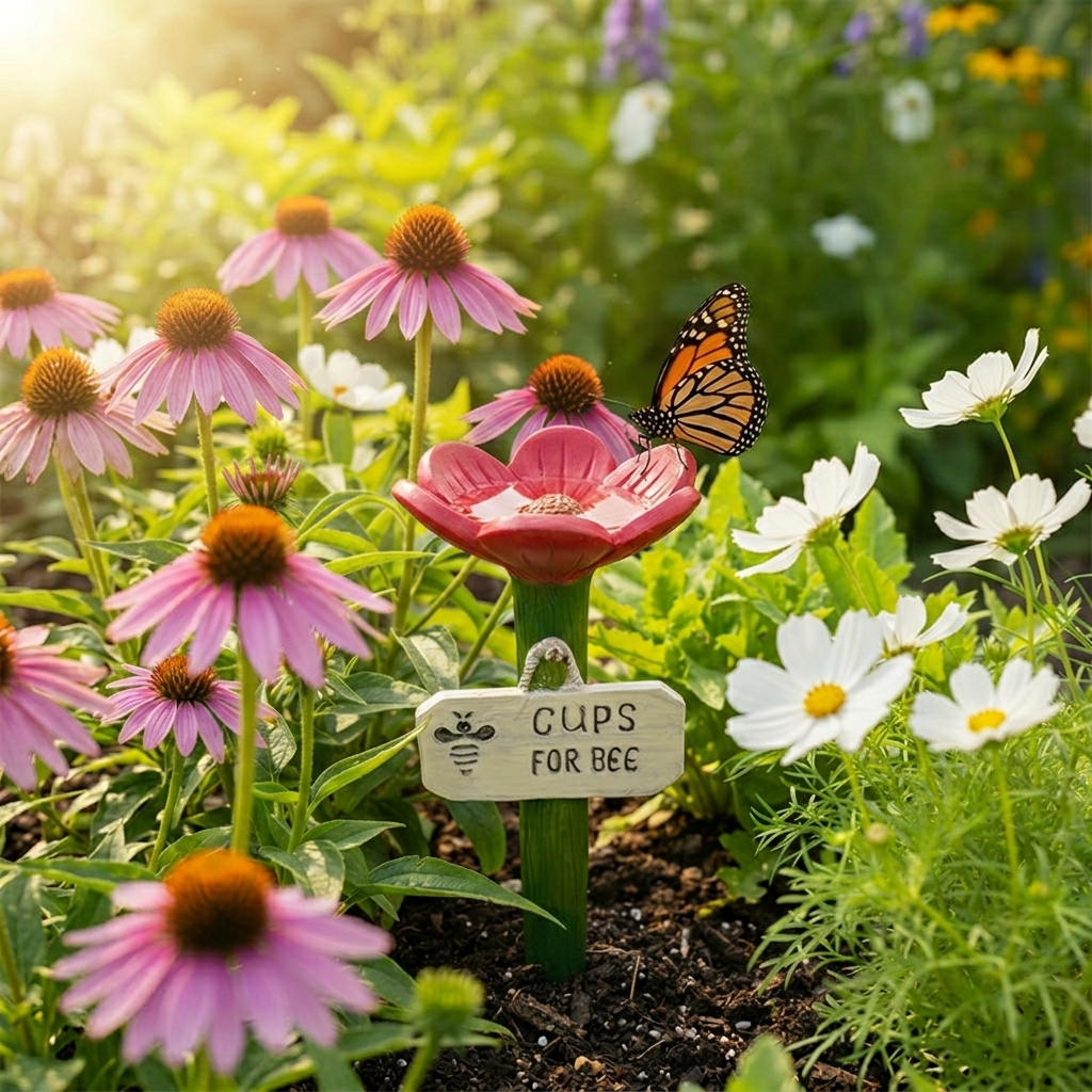 Pollinator Waterer Hand-Painted Weatherproof Resin
