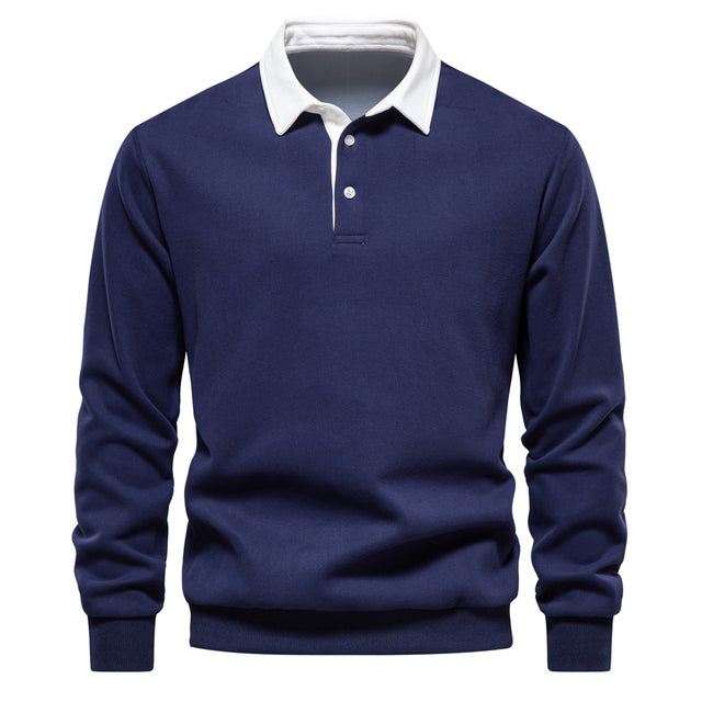 Polo Sweater Cotton Blend Long Sleeve