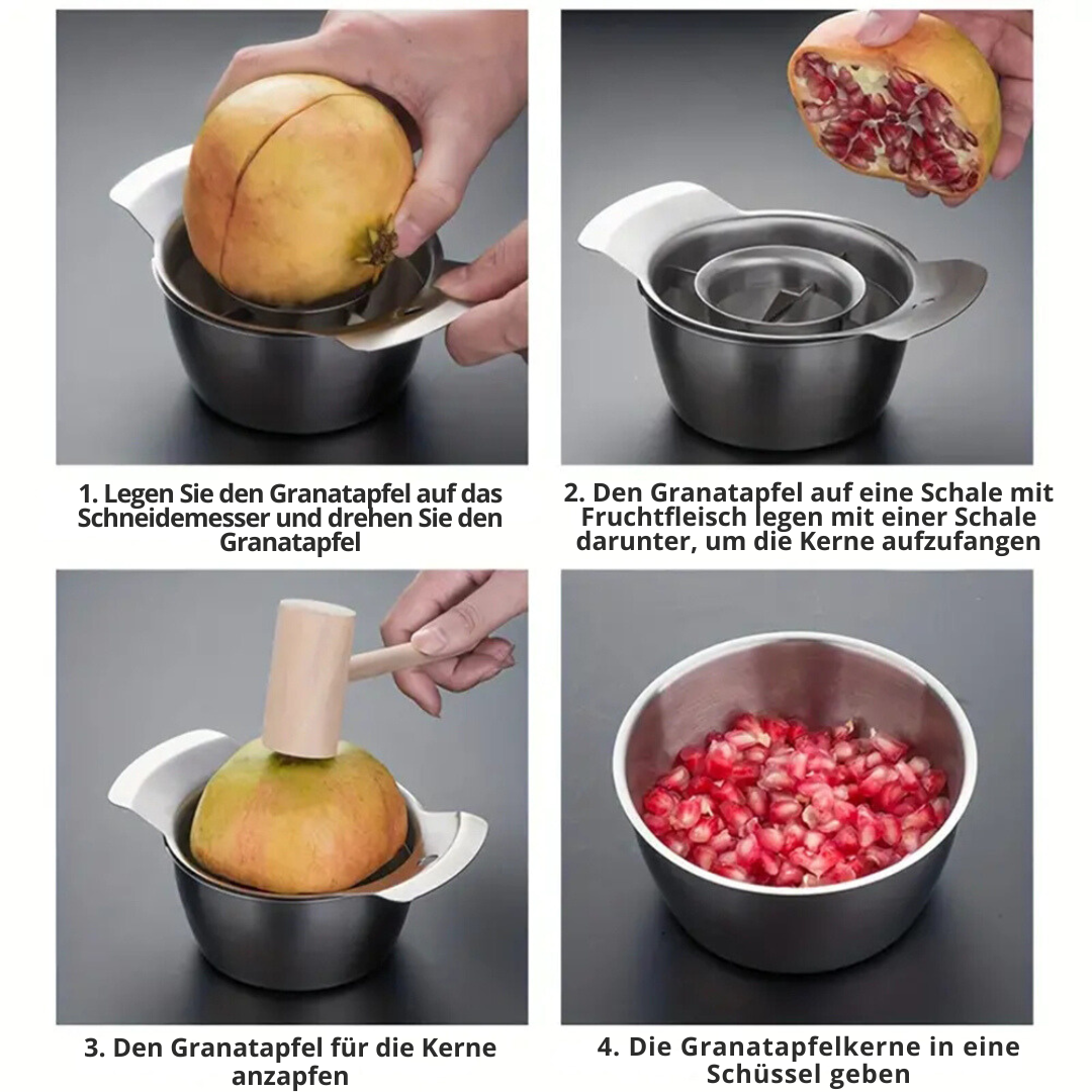 Pomegranate Deseeder Stainless Steel Integrated Seed Bowl Non-Slip Base