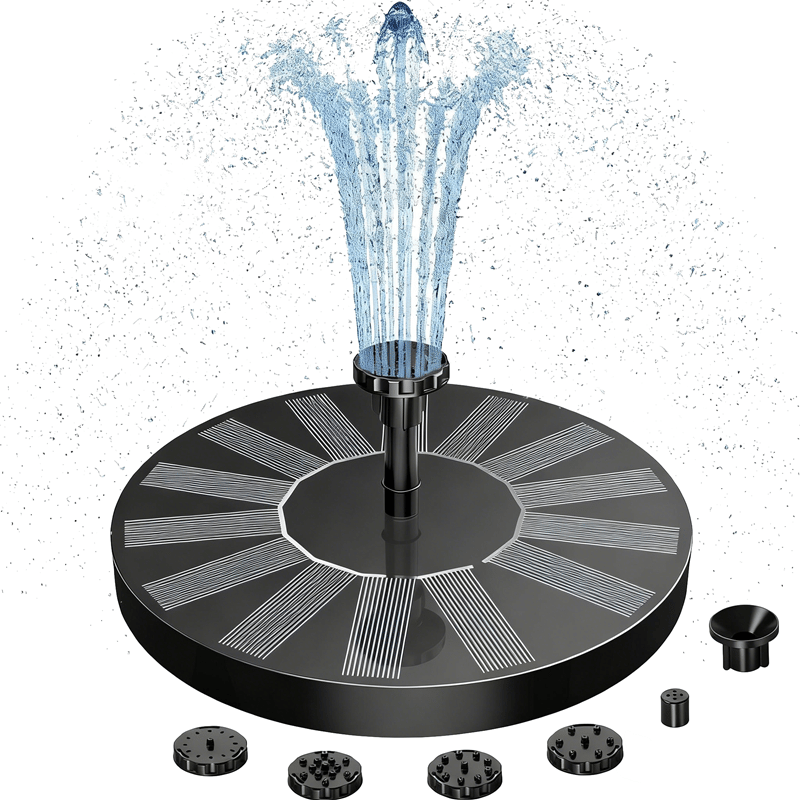 Pond Fountain Solar-Powered Floating Interchangeable Nozzles