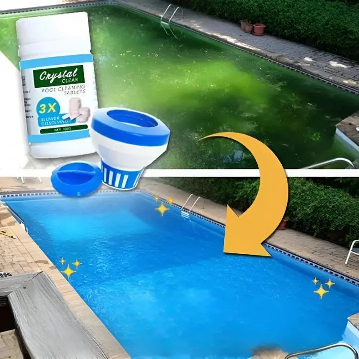Pool Chlorine Tablets 100-Pack Fast-Dissolving With Dosing Float
