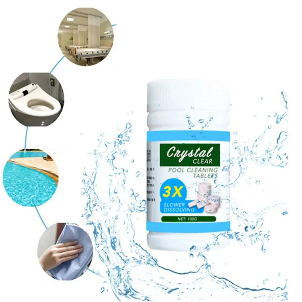 Pool Chlorine Tablets 100-Pack Fast-Dissolving With Dosing Float