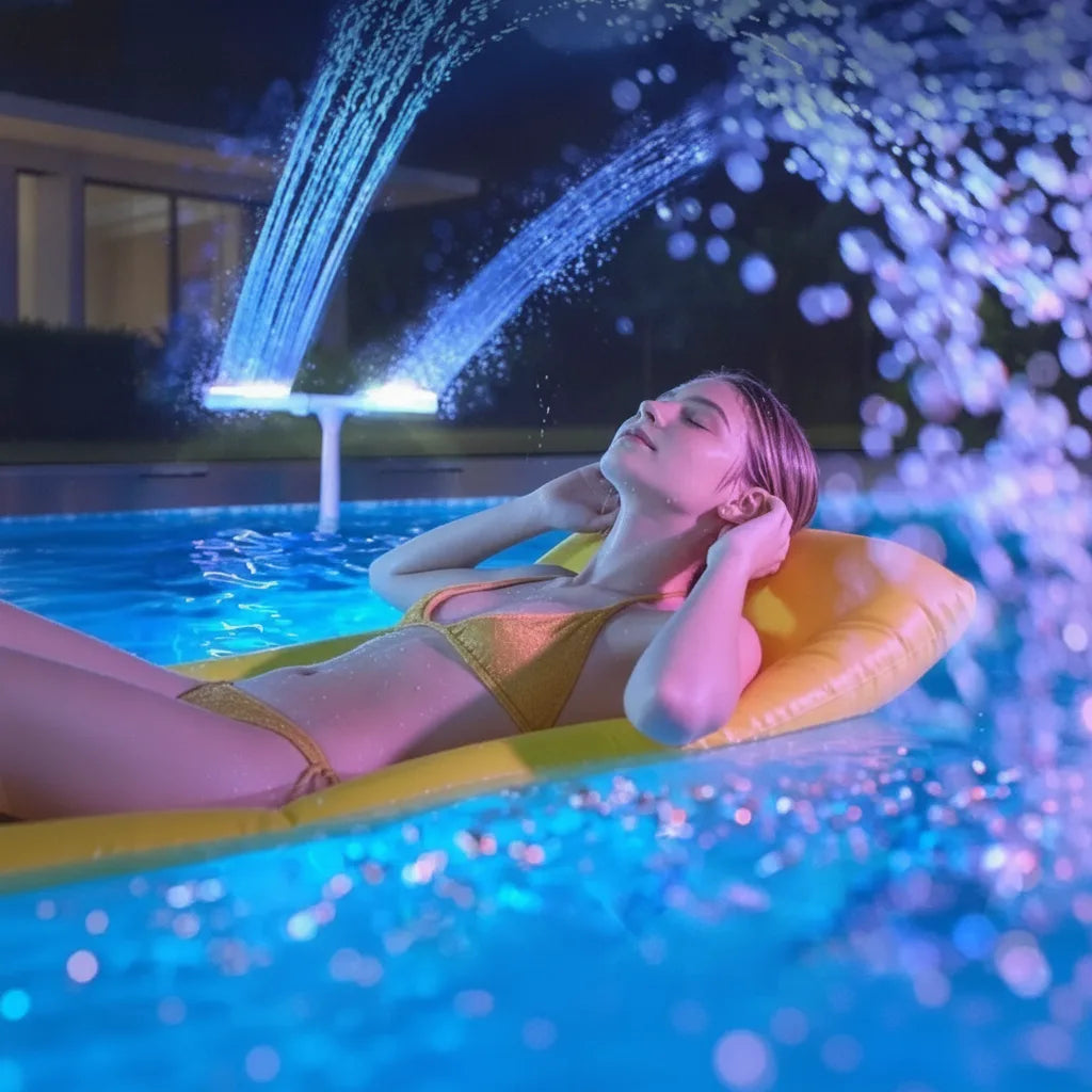 Pool Fountain Solar-Powered RGB LED Remote & App Control