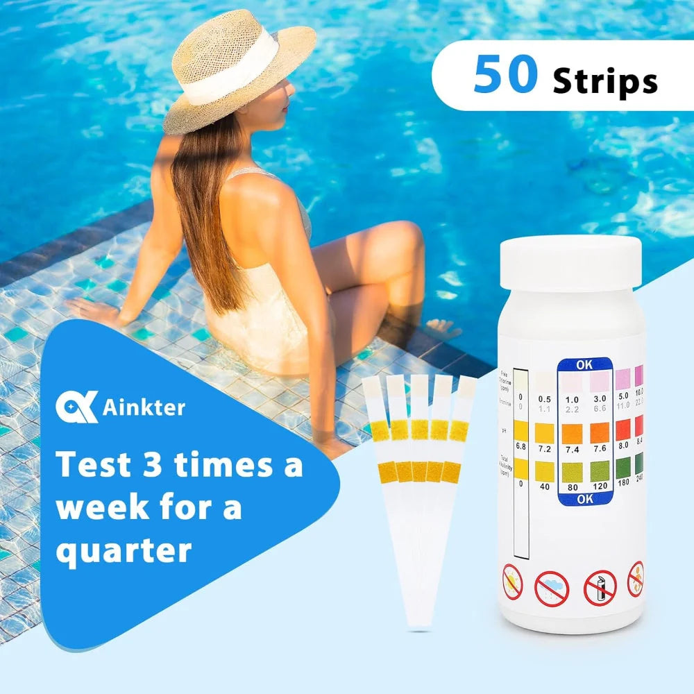 Pool Test Strips Chlorine pH Alkalinity 50 Pack