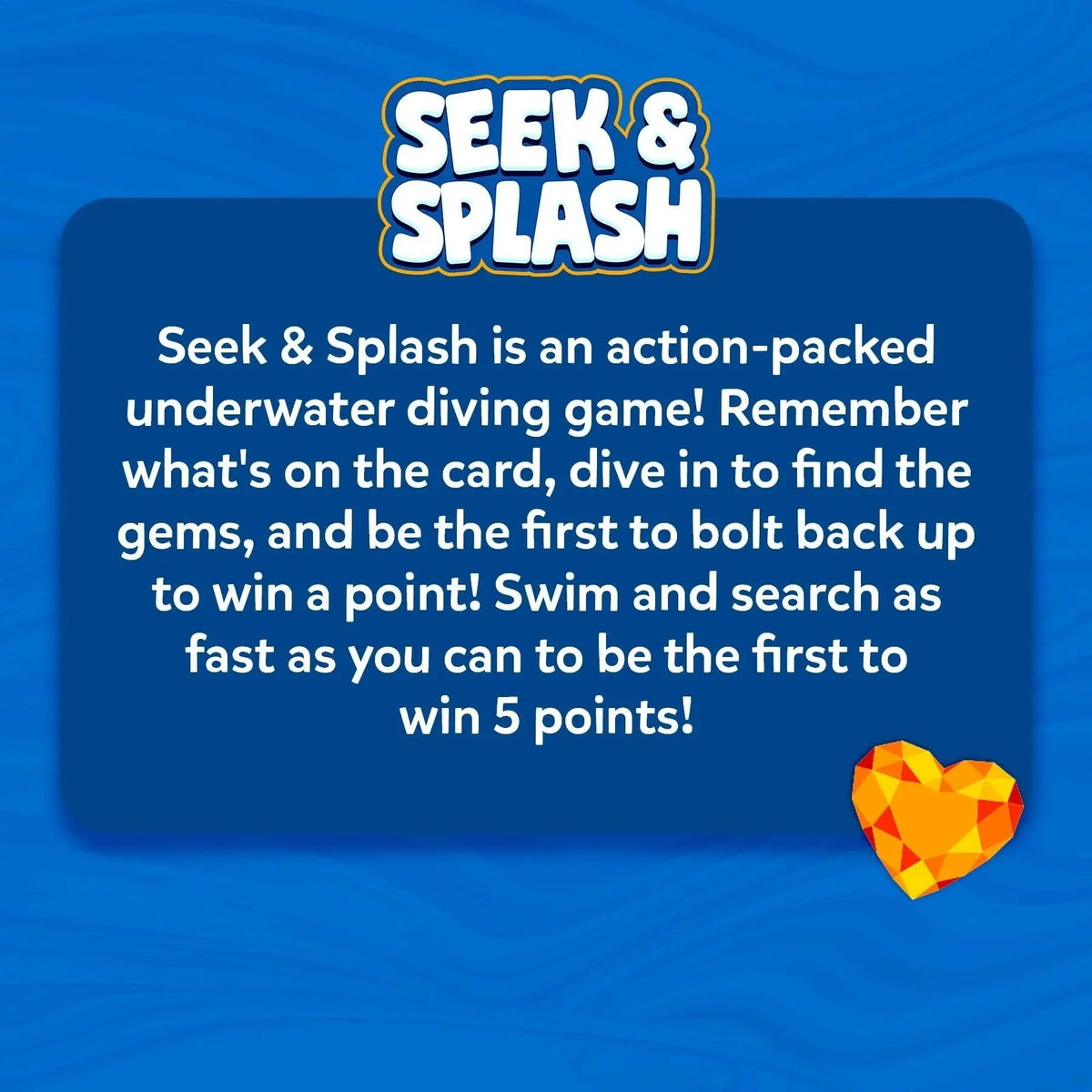 Pool Treasure Hunt Game Waterproof Gems & Challenge Cards