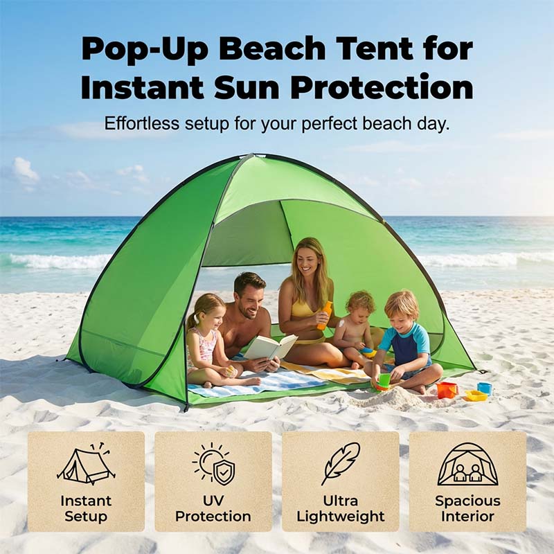 Pop-Up Beach Tent Quick Setup 98% UV Protection