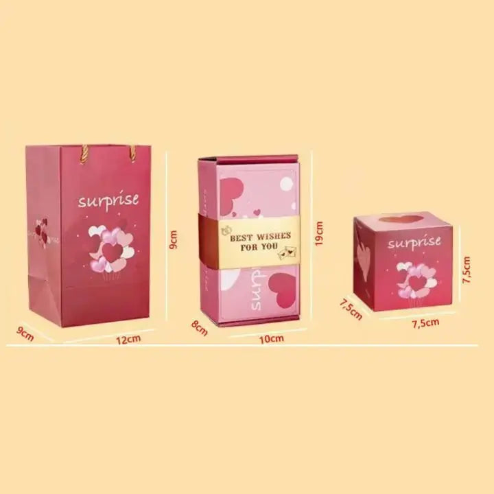 Pop-Up Gift Box Velvet-Lined Cardboard Includes Gift Bag