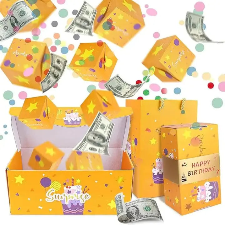 Pop-Up Gift Box Velvet-Lined Cardboard Includes Gift Bag