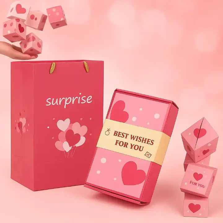 Pop-Up Gift Box Velvet-Lined Cardboard Includes Gift Bag