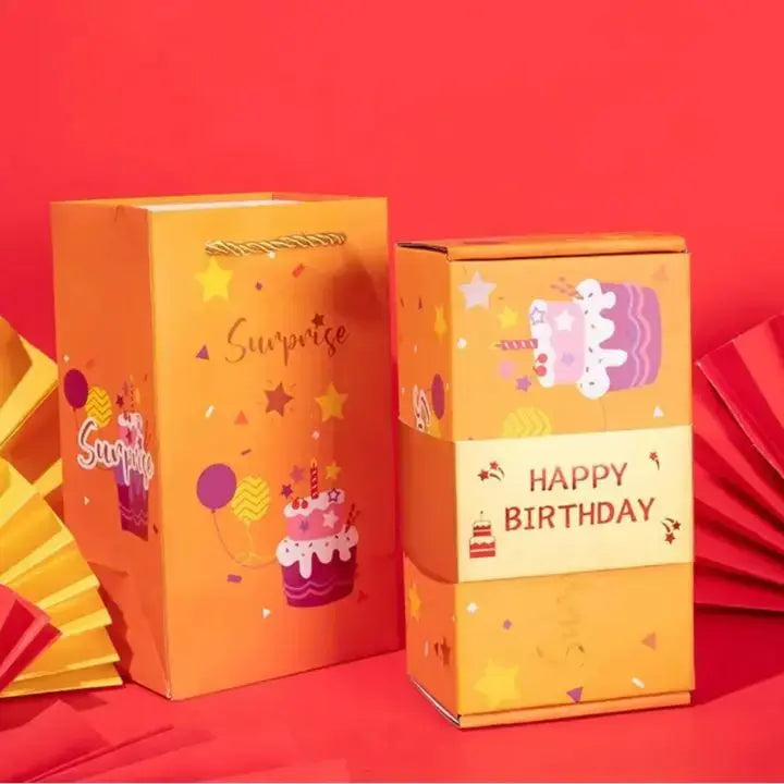 Pop-Up Gift Box Velvet-Lined Cardboard Includes Gift Bag