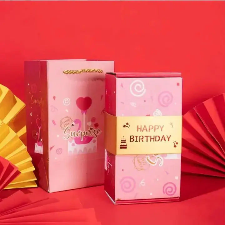 Pop-Up Gift Box Velvet-Lined Cardboard Includes Gift Bag