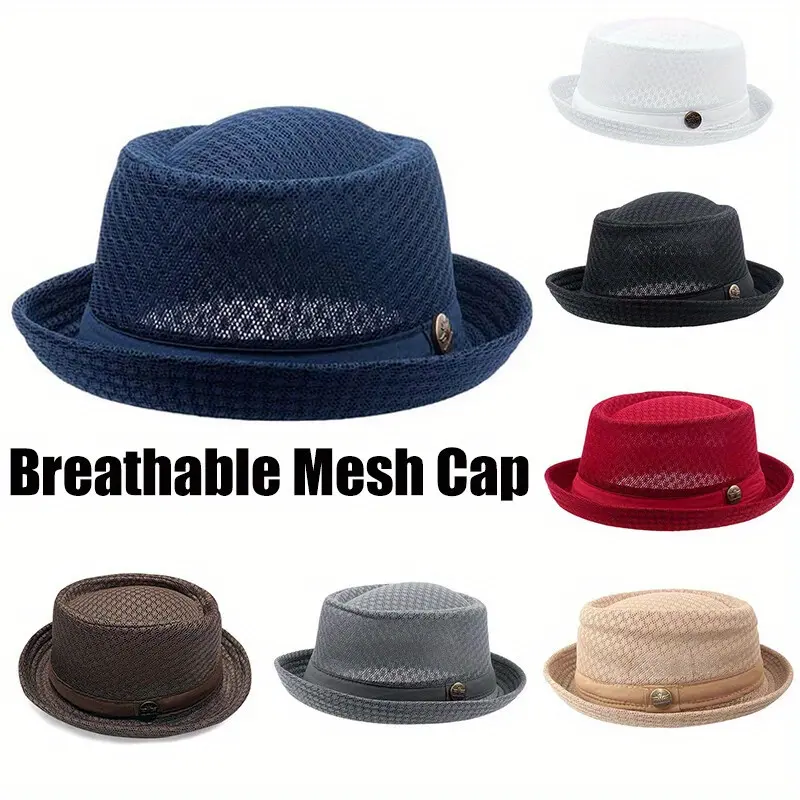 Pork Pie Hat Breathable Polyester Mesh Sweat Absorbing Band