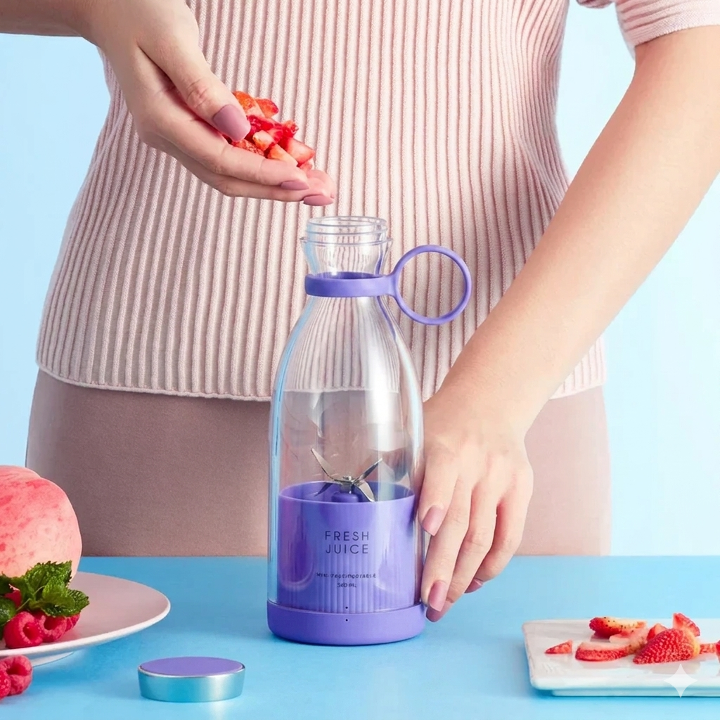 Portable Blender Bottle USB Rechargeable Stainless Steel Blades BPA-Free