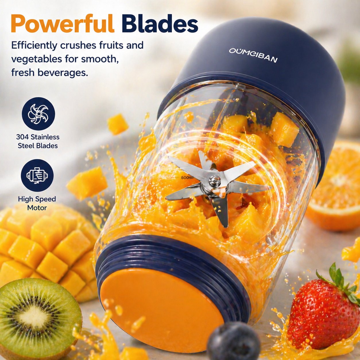 Portable Blender USB Rechargeable Glass 27 Fl Oz